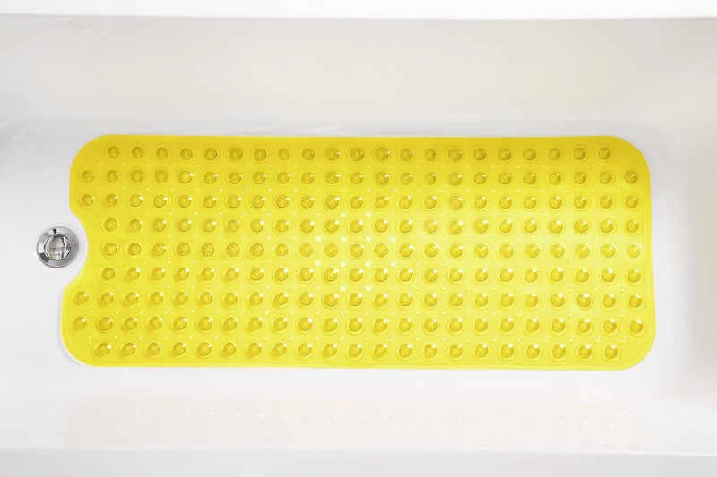 Tike Smart Extra-Long Non-Slip Bathtub & Shower Mat 39â€x16â€ (Smooth/Non-Textured Tubs Only) Safe, Clean, Machine-Washable, Superior Grip&Drainage, Vinyl, Transparent Light Yellow - Image 5